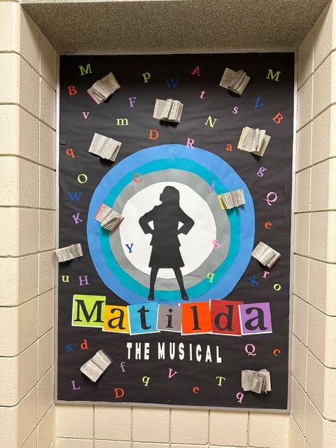 High School Musical Promotion 2023 #matilda #highschool #school #craft #cricket #creative #abc #kidsshow #kids #cute Matilda Musical Props, Matilda Decorations, School Musical Aesthetic, Matilda Crafts, Matilda Party Decorations, Matilda Set Design, Matilda Jr, Matilda The Musical, Theatre Decorations