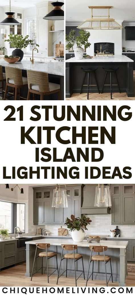 Island Lighting Ideas." Elevate both style and functionality in your culinary space by exploring a diverse range of lighting options for your kitchen island. From sleek pendant lights to unique chandeliers, these ideas offer inspiration for creating a contemporary and well-lit kitchen. Modern Kitchen Island Light Fixtures, Lighting Over Large Kitchen Islands, Lighting Ideas For Kitchen Island, Dark Perimeter Counter Light Island, Pendant Lighting Over Peninsula, Big Pendant Lights Over Island, Large Kitchen Island Lighting Ideas, Small Kitchen Island Lighting Ideas, Kitchen Lighting Above Island