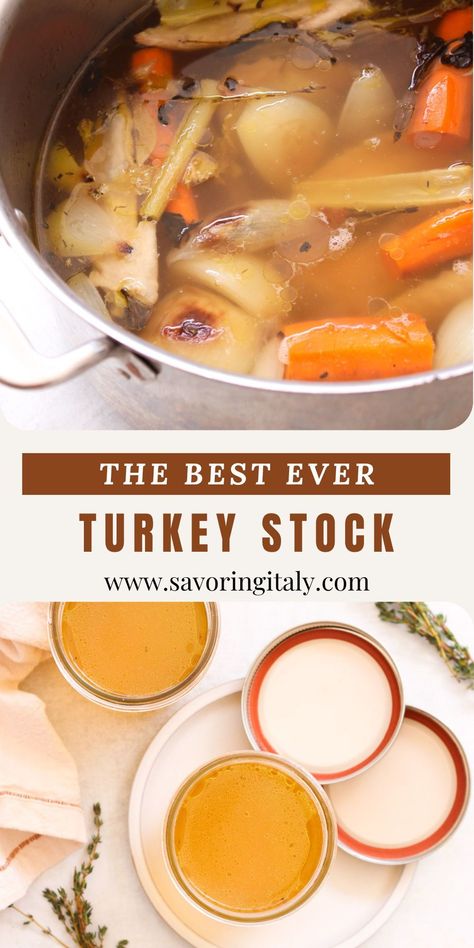 The secret to a memorable Thanksgiving meal starts with a homemade Turkey Stock that’s brimming with flavor. Prepare this easy stock ahead of time for a smoother holiday experience. It’s ideal for everything on your holiday menu, from gravy to stuffing to hearty soups. Homemade Turkey Stock, Turkey Carcass Recipes, Best Ever Turkey, Making Broth, Turkey Stock Recipe, Deboned Turkey, Turkey Stew, Mom Meals, Fresh Turkey