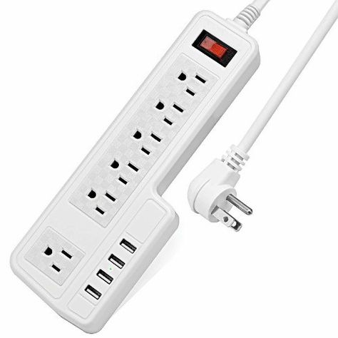 $24.99 Only! ~ Mountable Surge Protector Power Strip 9.8ft 6 Outlets Charging Station JACKYLED, Power Strip Surge Protectors, Best Power Strip Check This Out! Electric Outlets, Home Office White, Power Bars, Power Out, Usb Charging Station, Surge Protector, Wall Outlets, Extension Cord, Right Angle