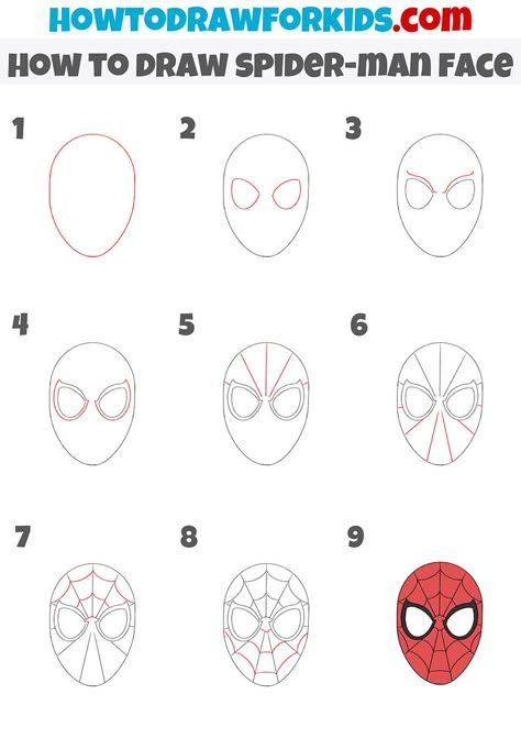 Spider Man Drawing Ideas Easy, Draw Spiderman Easy, Easy To Draw Spiderman, Drawing Ideas Easy Spiderman, Spiderman Drawing Ideas Easy, How To Draw Spiderman Face, Spiderman Drawing Template, Spiderman Things To Draw, Spiderman Drawing Tutorial