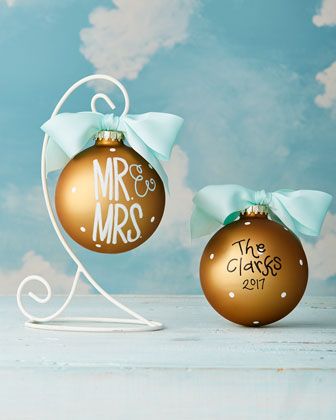 Mr. & Mrs. Christmas Ornament by Coton Colors at Horchow. Christmas Checklist, Cute Christmas Ideas, Personalized Glass, Matching Gifts, Personalized Christmas Ornaments, Glass Ornaments, Color Show, Christmas Ornament, Neiman Marcus