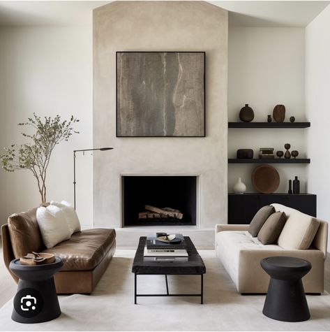 Plaster Fireplace Surround, Fireplace Surround Ideas, Awkward Living Room Layout, Plaster Fireplace, Modern Fireplace Mantels, Tv Over Fireplace, Long Living Room, Narrow Living Room, Fireplace Surround