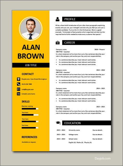 Immediately download this Free CV template. This example is in Microsoft Word (DOC) format, easy to edit, printable and can be fully customised. Ideal for any job application. #CV #template #Resume #Free #Job #application #MS #Word #Download #Professional #Example Template Resume Free, Free Cv Template, Sample Resume Format, Chronological Resume, Cv Words, Modern Cv Template, Modern Cv, Cv Examples, Bio Data