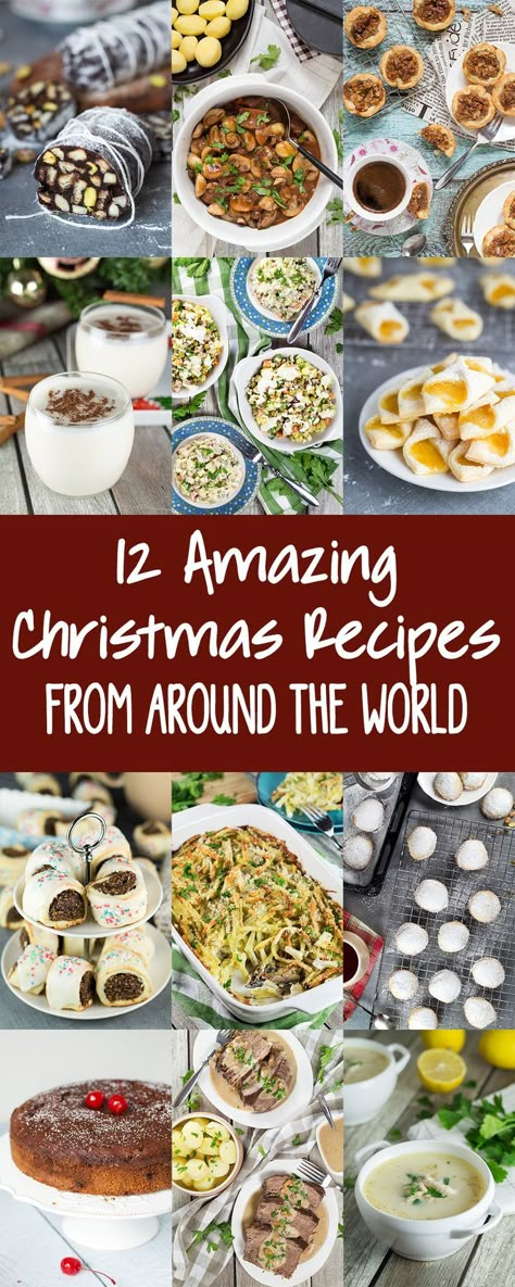 12 Amazing Christmas Recipes From Around The World for your holiday table. Everything from drinks and desserts to main dishes! #Christmas | http://cookingtheglobe.com Creative Christmas Food, Christmas Main Dishes, Traditional Christmas Food, International Christmas, Around The World Recipes, Around The World Food, Christmas Eve Dinner, Food From Around The World, Christmas Foods