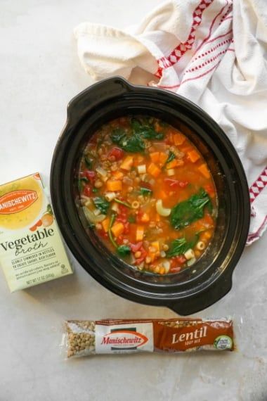 4 "Dump" Crockpot Soup Recipes To Make Dinner Impossibly Easy - Kosher.com Dump Crockpot Soup, Dump Crockpot, Potato Lentil Soup, Sweet Potato Lentil Soup, Crockpot Soup, Lentil Soup Recipes, Crockpot Soup Recipes, Soup Mixes, Crock Pot Soup