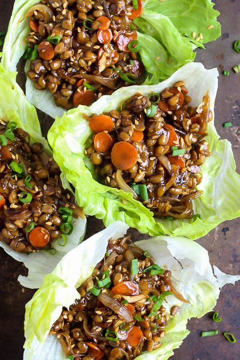 Teriyaki Tempeh Lettuce Wraps – Emilie Eats Tempeh Teriyaki, Ways To Get Protein, Teriyaki Tempeh, Vegan Lettuce Wraps, Tempeh Recipes, Lettuce Cups, Lettuce Wraps, Vegetarian Meals, Tempeh