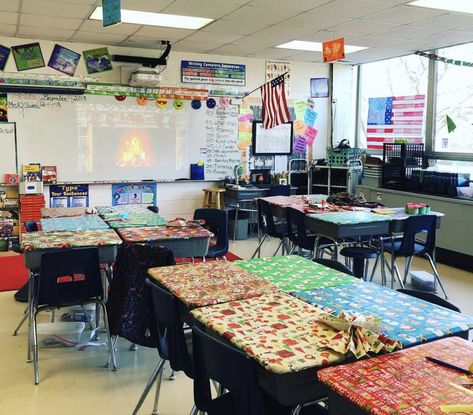 8 Fun Christmas Classroom Ideas To Try This Year Classroom Christmas Decore, Christmas In Elementary School, Christmas Callbacks Classroom, School Hall Christmas Decorating Ideas, How To Decorate A Classroom For Christmas, Christmas Decor In Classroom, Classroom Stocking Ideas, Christmas In Classroom Ideas, Christmas In The Classroom Ideas