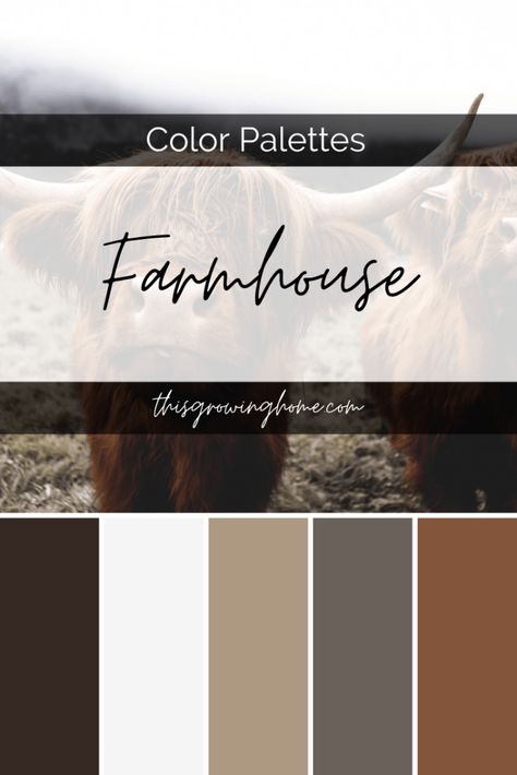 Western Home Interior Wall Colors, Farmhouse Palette Paint Colors, Rustic Interior Color Schemes, Earthy Farmhouse Color Palette, Modern Farmhouse Color Pallet, Country Living Room Colors Scheme Ideas, Western Living Room Colors, Barndominium Interior Color Schemes, Western Paint Palette