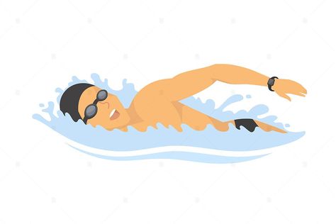 Swimming man - cartoon character vector illustration EPS. Download Swimming Sketch, Swimmer Illustration, Swim Illustration, Swimming Drawing, Illustration Storyboard, Disney Storyboard, Swimming Illustration, Cartoon Swimming, Swimming Cartoon