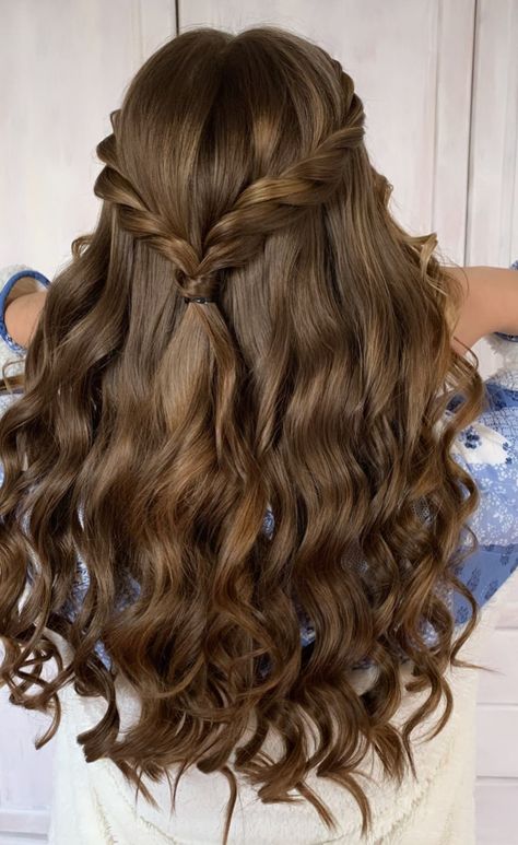 Very Pretty Hairstyles, Hair Styles For Loose Hair, Cute Jr Bridesmaid Hairstyles, Hair Style Simple For Girl, Hairstyles Braids For Wedding, Braided Hairstyles For Brown Hair, Hiar Stail For Girl, New Hairstyle For Long Hair, Open Hair With Braids