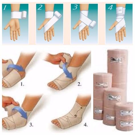 Elastic Bandage is ideal for post injury applications for the ankle, foot or leg - allows adjustable compression to be applied to muscles and joints. How To Bandage Ankle, How To Rap A Bandage On Your Hand, How To Wrap Wrist With Ace Bandage, How To Bandage Your Hand, Leg Bandage, First Aid Tips, Trening Sztuk Walki, Medical School Inspiration, Medical School Studying