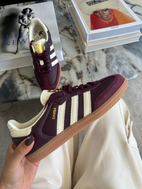 Adidas Samba OG "Maroon" Sneakers … curated on LTK Samba Adidas Shoes, Adidas Samba Maroon Outfit, Cherry Red Sambas, Cherry Sambas, Adidas Samba Maroon, Maroon Sneakers Outfit, Maroon Sambas Outfit, Maroon Sambas, Burgundy Sambas