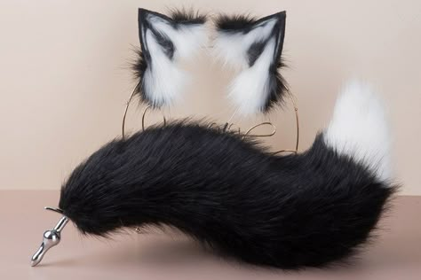 Wolf Ears And Tail, Fox Tail Plug, Cat Ears And Tail, Wolf Tail, Wolf Ears, Ears And Tail, Fox Tail, Pastel Goth Fashion, Puppy Play