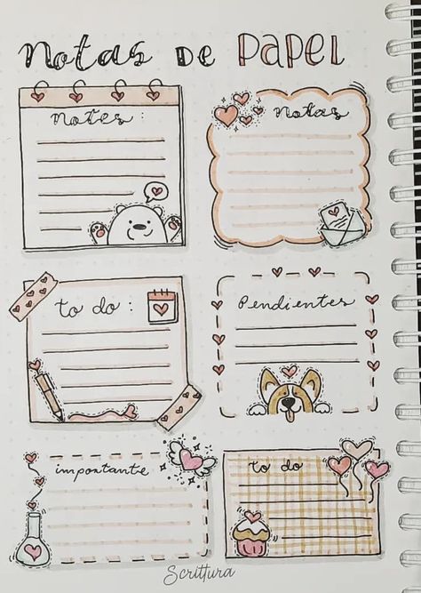 Notes Design Ideas Notebook, Boarder Designs Aesthetic, Ide Jurnal, Bullet Journal Ideas Templates, Bond Paper Design, Bullet Journal Mood Tracker Ideas, Bullet Journal Paper, Cute Easy Doodles, Diy Journal Books