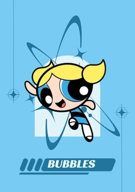 Cute Bubbles Powerpuff, Bubble Powerpuff Girl, Blue Characters Cartoon, Bubbles Powerpuff Girls Aesthetic, Bubble Powerpuff, Power Puff Girls Aesthetic, Blue Cartoon Characters, Ppg Bubbles, Bubbles Ppg