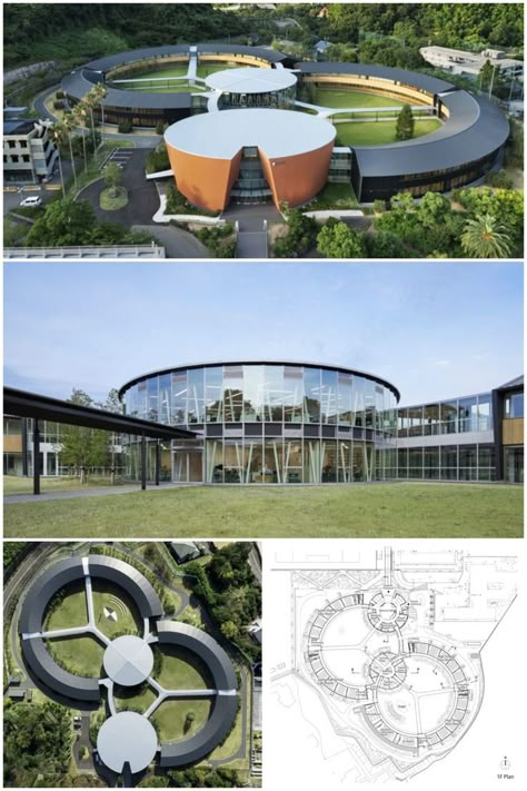 AIKO Educational Institution High School Architecture, School Building Plans, Office Design Concepts, High School Design, Circular Buildings, School Building Design, College Architecture, Architecture Design Process, Campus Design