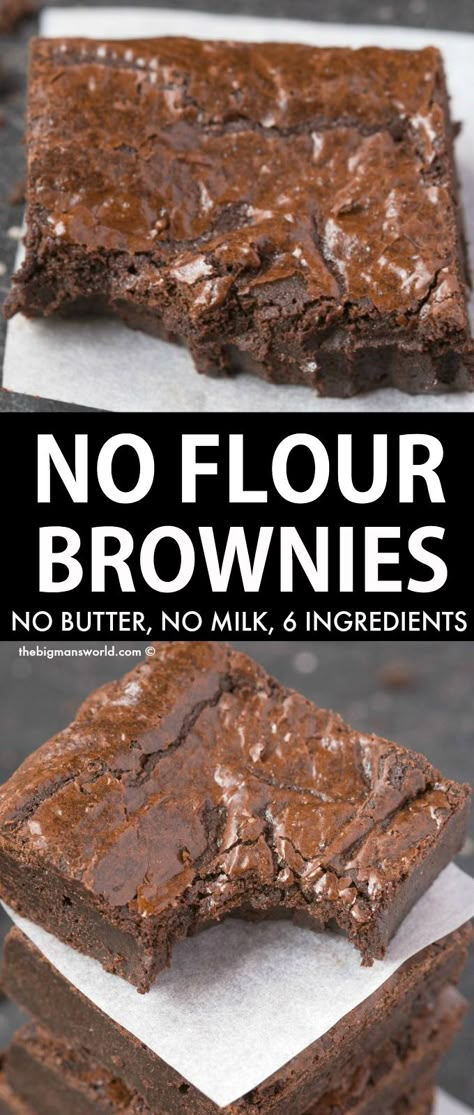 Best Flourless Brownies made in one bowl and BETTER than any boxed mix! 6 ingredients, no butter, no flour and no grains. Fudgy, gooey any ready in 20 minutes. Paleo, Gluten Free, Keto and easily made vegan. Easy Gluten Free Brownies 3 Ingredients, Gluten Free Easy Desserts 3 Ingredients, No Flour Keto Desserts, Rice Flour Brownies Gluten Free, Best Gluten Free Brownies, Flour Free Recipes, Best Keto Brownies, Flourless Brownie Cookies, Flourless Bars