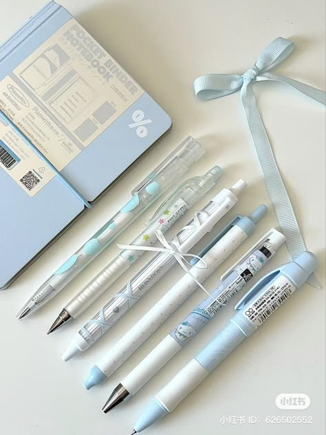 Blue Aesthetic School Supplies, Light Blue Stationary Aesthetic, Pastel Blue Study Aesthetic, Cheap Blue Kawaii Pencil Case, Simply Misha, Pen Obsession, Handmade Stationary, Kawaii Stationery Pens & Pencils, Shatter Me Quotes