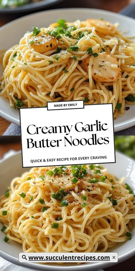 Deliciously rich and savory, this garlic butter noodles recipe is a must-try for garlic lovers! Garlic Lovers Pasta, Linguine Noodle Recipes, Butter Garlic Noodles Recipe Easy, Creamy Garlic Butter Noodles, Simple Garlic Noodles, Butter Linguine Noodles, Garlic Butter Linguine Pasta, Butter Noodles With Parmesan, One Pot Garlic Pasta