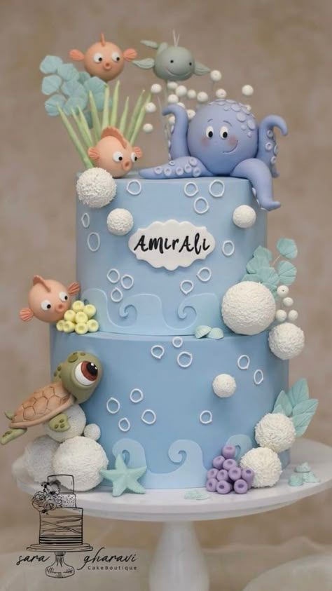 Cake ideas for kids birthday #kidsbirthdayparty #cake Ocean Birthday Cakes, Super Torte, Birthday Dream, Boys 1st Birthday Cake, Ocean Cakes, Mermaid Party Supplies, Ocean Birthday Party, Baby First Birthday Cake, Mermaid Birthday Cakes