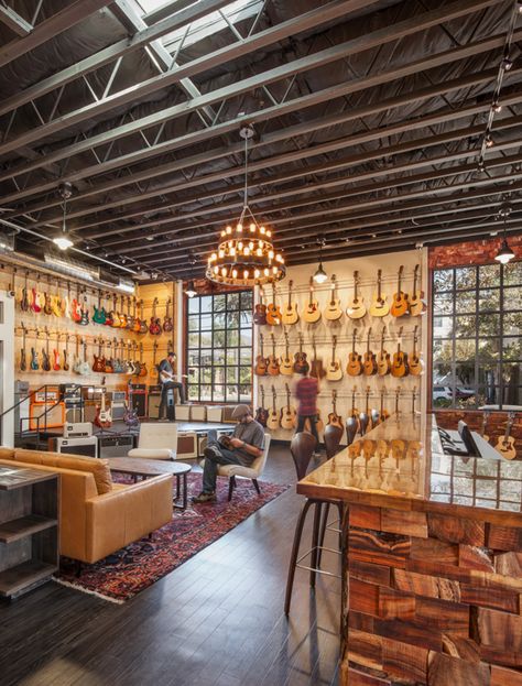 Music Store Interior, Music Store Design, Santa Barbara Design, Music Room Design, Guitar Display, Home Music Rooms, Guitar Room, Guitar Store, Man Cave Home Bar