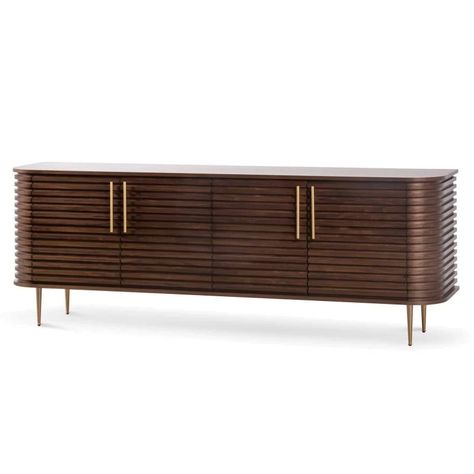 Bresso 4 Door Buffet Table, 220cm, Walnut Walnut Interior, Dining Room Sideboard, Walnut Sideboard, Tv Entertainment Units, Modern Furniture Design, 19th Century Art, Vintage Mirrors, Side Board, Lounge Ideas