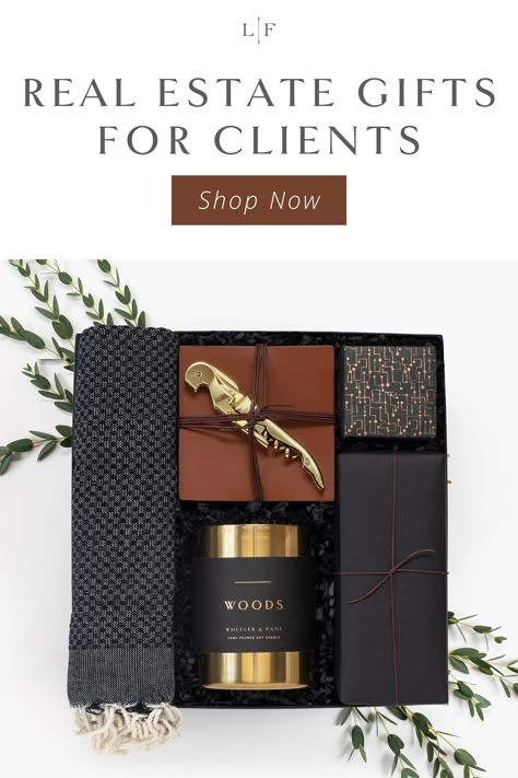 Thank You Gifts For Clients Real Estates, Real Estate Gifts For Clients New Homes, Luxury Client Gifts, Branded Gifts For Clients, Realtor Branded Gifts, Real Estate Referral Ideas, Luxury Closing Gifts, Real Estate Gifts For Clients, Corporate Gift Ideas For Clients