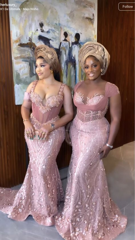 Yoruba Fashion, Nigerian Bridesmaid Dresses, Nigerian Traditional Dresses, For Your Crush, Asoebi Lace Styles, Lace Styles For Wedding, Nigerian Dress Styles, Aso Ebi Dresses, Aso Ebi Lace