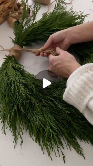 Kerry Kellett on Instagram: "A little throwback to last year‘s Christmas wreath. 
When life gives you giant conifers… make yourself a wreath 

#christmas #christmaswreath #wreath #wreathmaking #wreathsofinstagram #christmasdecor #christmasdecorations" Christmas Reef Centerpiece, Diy Modern Christmas Wreath, Diy Real Wreath Christmas, How To Make A Fresh Christmas Wreath, Christmas Door Wreaths Front Porches, Angel Wreaths Christmas, Diy Rustic Christmas Wreath, New Year's Wreath, Giant Outdoor Wreath