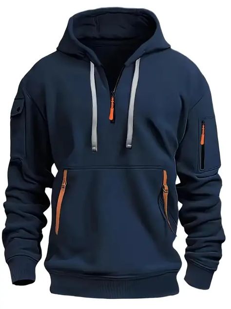 Mens Quarter Zip, Stylish Hoodies, Mens Fall, Active Hoodie, Cardigan Fashion, Outfit Casual, Zipper Hoodie, Casual Look, Casual Hoodie