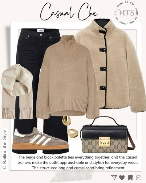 These looks feature a harmonious combination of neutral tones—beige, black, and cream—styled with key wardrobe staples. They are cohesive, polished, and versatile, making them perfect for winter while offering variety for different occasions. Which look would you wear? Let me know in the comments👇💬 and share these styling tips with friends 🗣️ ✨Available items and some alternatives will be linked in stories and in December highlight✨ . . . . . #nailingthestyle #outfitoftheday #outfitinspir... Beige Black Outfit, Neutral Outfit Ideas, Lunch Outfit, Sets Outfit, Wardrobe Sets, Fashion Shoes Heels, Beige Outfit, Chic Outfit Ideas, Neutral Outfit