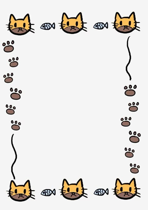 cartoon kitten border,cute cat footprints border,kitten fish border,cartoon decorative border,cute border,animal border,cat clipart,border clipart,cute clipart Border Clipart, Chat Paper Border Design, Cat Border, Kawaii Border Design, Cute Border, Cat Border Design, Frame Kitty, Kawaii Borders Frames, Page Borders Design Handmade