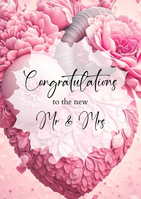 Congratulate the newly wedded couple on their new adventure with this Pink Blooming Heart Card Newly Wedded Couple, Wedding Card Congratulations, Blooming Heart, Congratulations On Your Engagement, Wedding Congratulations Card, Heart Card, Card Wedding, Heart Cards, New Adventure