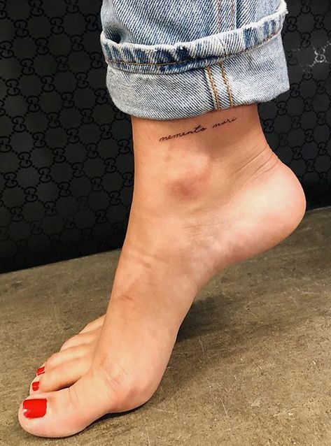 Faith Foot Tattoos, Tiny Foot Tattoos, Fine Line Tattoo Ideas, Tattoo Art Design, Line Tattoo Ideas, Tattoo Tiny, Cursive Tattoos, Ankle Tattoos For Women, Shape Tattoo