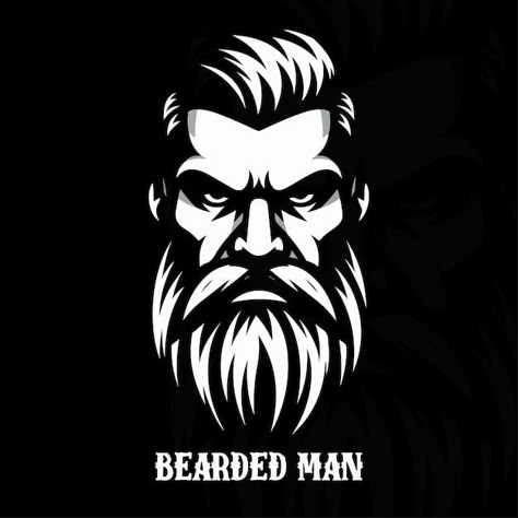 Bearded man | Premium Vector #Freepik #vector #man #beard #bearded #manly Farmer Logo, Beard Illustration, Beard Logo, Beard Designs, Beard Art, Skull Sketch, Knight Logo, Man Beard, Disney Drawings Sketches