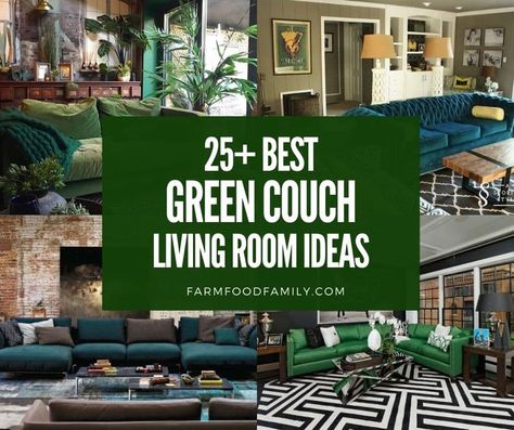 best-green-couch-living-room-ideas Green Couch Ideas Living Room, Evergreen Sofa Living Room, Jade Couch Living Rooms, Emerald Green Couch Color Schemes, Living Room With Green Couch Ideas, Blue Sofa Green Walls Living Rooms, Dark Green Sofa Decor, Dark Green Sofa Color Combinations, Green Couch Boho Living Room