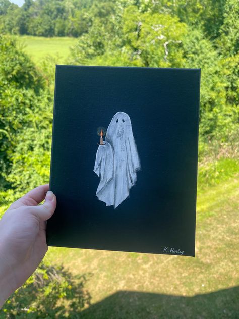 Halloween Ghost Painting, Holding Object, Object Painting, Halloween Canvas Paintings, Halloween Canvas Art, Ghost Painting, Fall Canvas Painting, Halloween Room Decor, Adornos Halloween