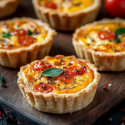 How To Make Mini Quiche, English Brunch Ideas, Quiche Recipes Easy Muffin Pan, Morning Tea Food, Individual Quiches With Crust, Muffin Pan Quiche Recipes, Mini Veggie Quiche, Mini Quiches In Muffin Tin With Crust, Mini Quiche Recipes Puff Pastry