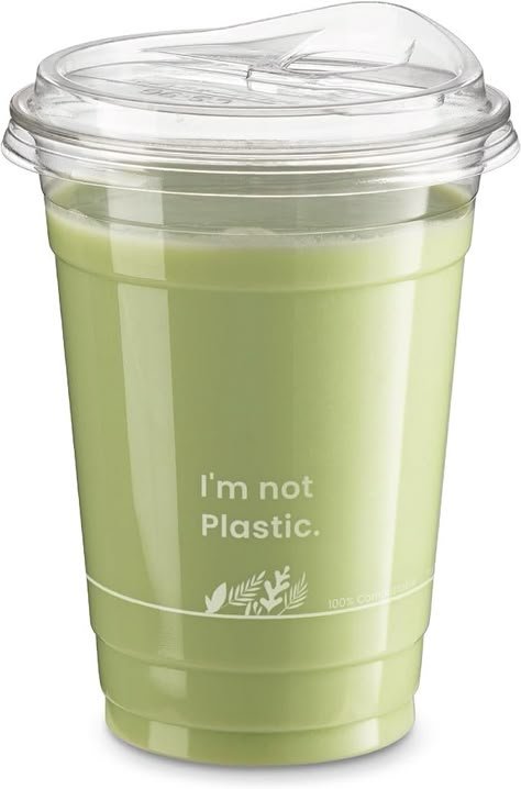 Amazon.com: [50 Pack] 16 oz Compostable Clear Cups with Sip Lids, Plant Based Biodegradable Strawless Cups, Recyclable Iced Coffee Cup, Disposable Eco-Friendly Cold Cup for Party, Juice, Milkshake, Beer, Tea : Health & Household Cold Coffee Cup Design, Eco Coffee Cup, Party Juice, Biodegradable Cups, Bubble Boba, Plastic Coffee Cups, Eco Friendly Cups, Opening A Coffee Shop, Tea Health