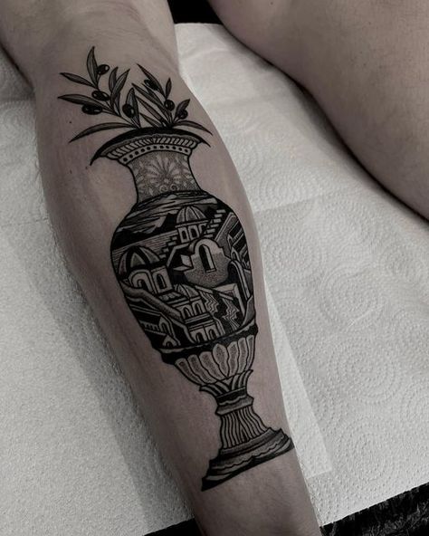 Amphora Tattoo, Black Tattoos, Tattoos And Piercings, Munich, Blackwork, Aesthetic Art, Small Tattoos, Body Art, Tattoo Ideas