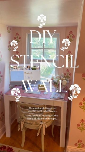 Clare Sullivan on Instagram: "I AM DECEASED OVER THIS WALL. I have never wanted to be a wall so badly. But she’s so pretty. Also I hope you love this I edited it on my mac :) #diy #diyinteriors #stencils #stencilwall #blockprints" Wall Stamp Painting Diy, Wall Stamping Ideas, Block Print Stencil, Diy Stencil Wall, Wall Stamping, Clare Sullivan, Wall Stamp, Wall Stencils Diy, Wallpaper Stencil