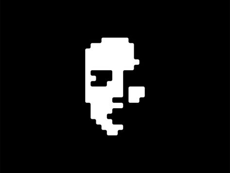 Pixel Face Logo by Lucian Radu on Dribbble Face Pixel Art, Illusion Images, Analog Graphic, Revolution Logo, Personal Logo Inspiration, Pixel Logo, Clothing Brand Logos, Human Logo, Face Icon