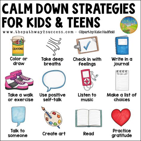 Coping Strategies For Kids, Calming Strategies For Kids, Calming Classroom, Self Regulation Strategies, Calm Down Kit, Life Skills Kids, Movement Therapy, Sensory Therapy, Healthy Coping Skills