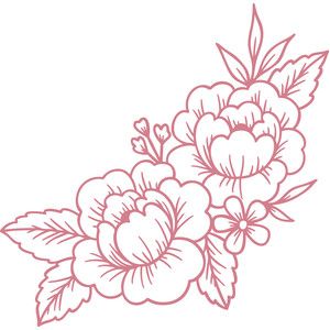 Silhouette Design Store - Plants & Animals Flower Cluster Drawing, Floral Drawing Design, Flowers Silhouette, Traditional Floral Design, Peony Drawing, Flower Silhouette, Tattoo Portfolio, Floral Drawing, Pola Sulam