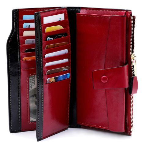 Cheap Wallets, Buy Directly from China Suppliers:Fashion Genuine Leather Women Wallet Female Cell Phone Pocket Long Women Purses Hasp Oil Wax Leather Lady Coin Purse Card Holder Enjoy ✓Free Shipping Worldwide! ✓Limited Time Sale ✓Easy Return. Online Garage Sale, Leather Women Wallet, Travel Security, Wallets Women, Leather Long Wallet, Women Wallet, Wallets For Women Leather, Luxury Wallet, Genuine Leather Wallets