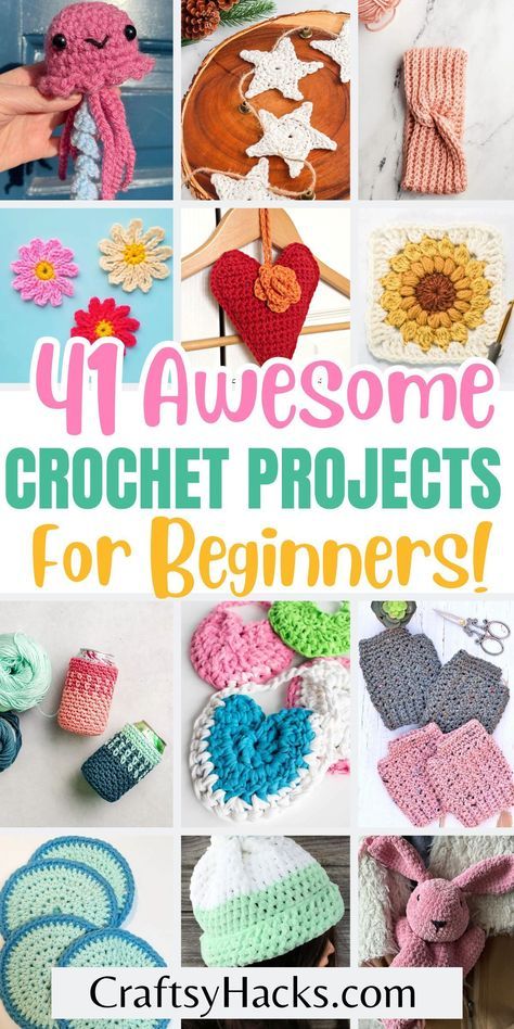 Beginner Crochet Projects Acrylic, Easy To Follow Crochet Patterns, Crochet And Knitting Gifts, Diy Beginner Crochet Projects, Crocheting Patterns For Beginners, Quick Easy Free Crochet Patterns, Beginning Crochet Projects Easy Patterns, Cute Crafts Crochet, Fun And Easy Crochet Projects