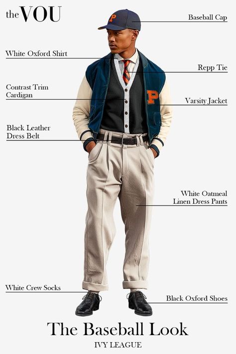 Ivy League Baseball Mannequin Outfit Idea for Males- #Baseball #Concept #Ivy #League #Males #model #outfit Check more at https://howcandothis.com/manstyle/ivy-league-baseball-mannequin-outfit-idea-for-males/ Oxford University Fashion, Ivy League Outfit, Baseball Style Outfits, Outfit Idea For Men, Old Money Look, Ivy Look, White Oxford Shirt, Preppy Accessories, Black Ivy