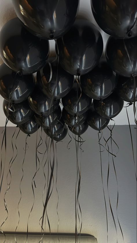 birthday wishes, aesthetic, baddie birthday, wishes Black Birthday Balloons Aesthetic, Blacked Out Birthday Party, Black Ballon Aesthetic, Moody Birthday Aesthetic, Black Bday Party Decor, Black Theme 21st Birthday, Black Birthday Astethic, Black Happy Birthday Balloons, 18th Birthday Aesthetic Wallpaper