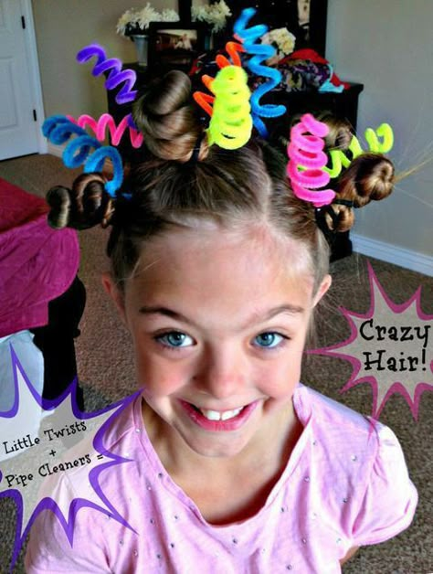 Easy Wacky Hair Day Ideas, Wacky Hair Day Ideas, Wacky Hair Day, Crazy Hat Day, Wacky Hair Days, Hairstyles Kids, Crazy Hair Day, Wacky Hair, Crazy Hair Day At School